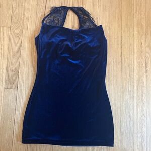 XS Lulus mini velvet blue cocktail dress